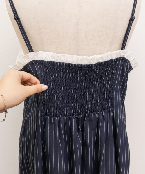 CLETTE(クレット)の「CLETTEオリジナルフリルリボンストライプキャミワンピース(ワンピース・レディース・ネイビー/ベージュ/グレー・4L/3L/LL)」の20枚目の写真