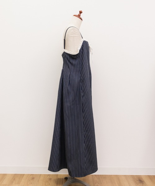 CLETTE(クレット)の「CLETTEオリジナルフリルリボンストライプキャミワンピース(ワンピース・レディース・ネイビー/ベージュ/グレー・4L/3L/LL)」の18枚目の写真