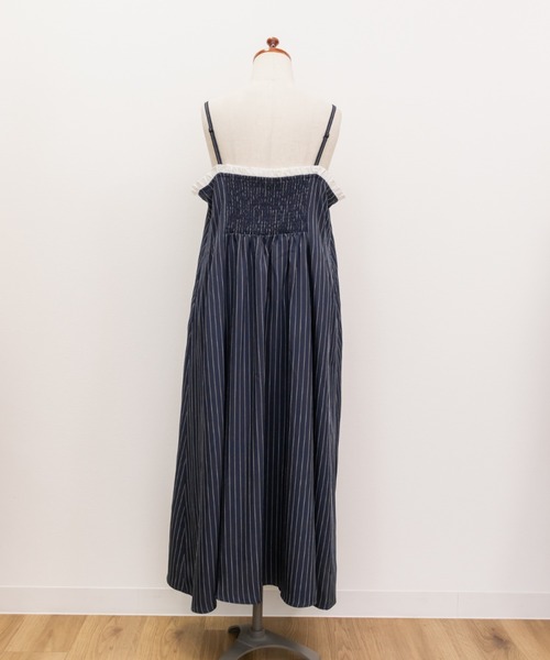 CLETTE(クレット)の「CLETTEオリジナルフリルリボンストライプキャミワンピース(ワンピース・レディース・ネイビー/ベージュ/グレー・4L/3L/LL)」の19枚目の写真