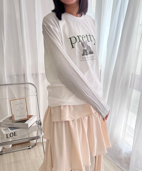 cuorequal(クオレコール)の「英字アニマルデザインロンT/長袖Tシャツ(Tシャツ/カットソー・レディース・ホワイト・MEDIUM)」の2枚目の写真