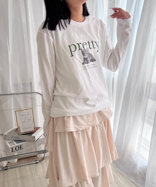 cuorequal(クオレコール)の「英字アニマルデザインロンT/長袖Tシャツ(Tシャツ/カットソー・レディース・ホワイト・MEDIUM)」の3枚目の写真