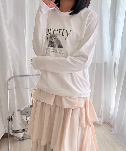 cuorequal(クオレコール)の「英字アニマルデザインロンT/長袖Tシャツ(Tシャツ/カットソー・レディース・ホワイト・MEDIUM)」の4枚目の写真