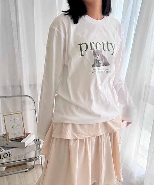cuorequal(クオレコール)の「英字アニマルデザインロンT/長袖Tシャツ(Tシャツ/カットソー・レディース・ホワイト・MEDIUM)」の5枚目の写真