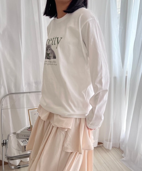 cuorequal(クオレコール)の「英字アニマルデザインロンT/長袖Tシャツ(Tシャツ/カットソー・レディース・ホワイト・MEDIUM)」の6枚目の写真