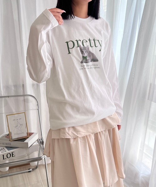 cuorequal(クオレコール)の「英字アニマルデザインロンT/長袖Tシャツ(Tシャツ/カットソー・レディース・ホワイト・MEDIUM)」の7枚目の写真