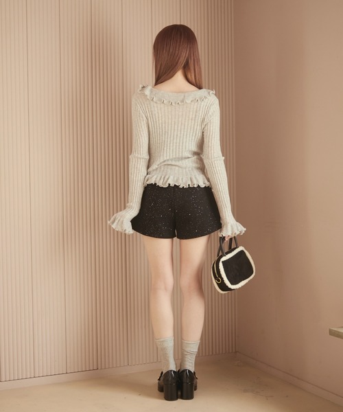 TITTY&CO.（ティティーアンドコー）の「フリルリブニット（カーディガン/ボレロ・レディース・アイボリー/ブルー/ブラック/グレー・FREE）」の12枚目の写真