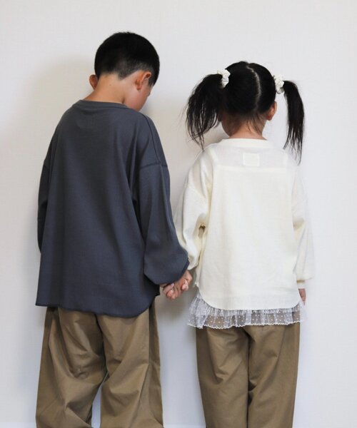 CIAOPANIC TYPY（チャオパニックティピー）の「【WEB限定】【KIDS】【プチプラ】プリントリブ長袖カットソー（Tシャツ/カットソー・キッズ・グリーン/ピンク/ブラウン/アイボリー/グレー/チャコールグレー・110/150/130）」の8枚目の写真