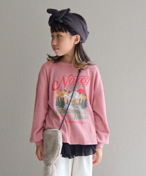 CIAOPANIC TYPY（チャオパニックティピー）の「【WEB限定】【KIDS】【プチプラ】プリントリブ長袖カットソー（Tシャツ/カットソー・キッズ・グリーン/ピンク/ブラウン/アイボリー/グレー/チャコールグレー・110/150/130）」の10枚目の写真