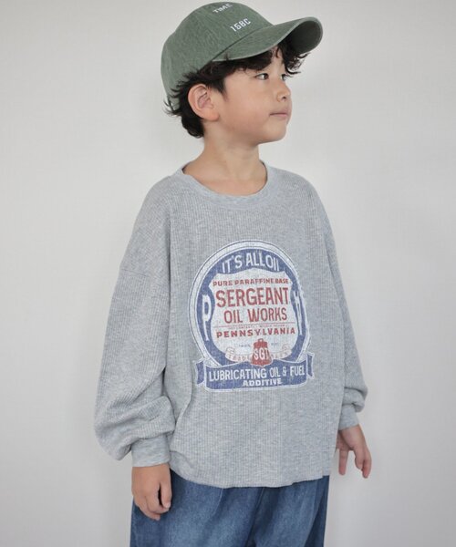 CIAOPANIC TYPY（チャオパニックティピー）の「【WEB限定】【KIDS】【プチプラ】プリントリブ長袖カットソー（Tシャツ/カットソー・キッズ・グリーン/ピンク/ブラウン/アイボリー/グレー/チャコールグレー・110/150/130）」の12枚目の写真