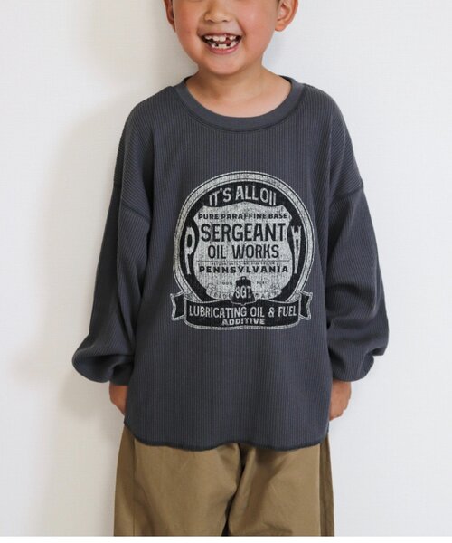 CIAOPANIC TYPY（チャオパニックティピー）の「【WEB限定】【KIDS】【プチプラ】プリントリブ長袖カットソー（Tシャツ/カットソー・キッズ・グリーン/ピンク/ブラウン/アイボリー/グレー/チャコールグレー・110/150/130）」の15枚目の写真