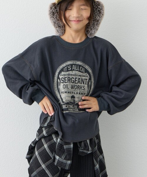 CIAOPANIC TYPY（チャオパニックティピー）の「【WEB限定】【KIDS】【プチプラ】プリントリブ長袖カットソー（Tシャツ/カットソー・キッズ・グリーン/ピンク/ブラウン/アイボリー/グレー/チャコールグレー・110/150/130）」の16枚目の写真