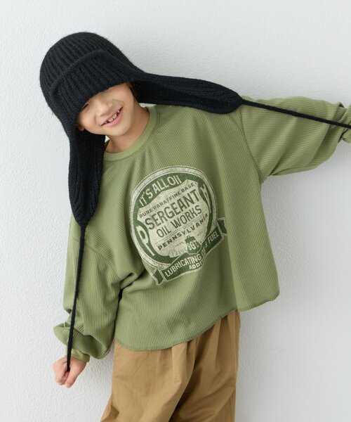 CIAOPANIC TYPY（チャオパニックティピー）の「【WEB限定】【KIDS】【プチプラ】プリントリブ長袖カットソー（Tシャツ/カットソー・キッズ・グリーン/ピンク/ブラウン/アイボリー/グレー/チャコールグレー・110/150/130）」の18枚目の写真