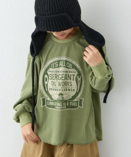 CIAOPANIC TYPY（チャオパニックティピー）の「【WEB限定】【KIDS】【プチプラ】プリントリブ長袖カットソー（Tシャツ/カットソー・キッズ・グリーン/ピンク/ブラウン/アイボリー/グレー/チャコールグレー・110/150/130）」の19枚目の写真