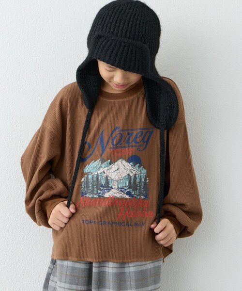 CIAOPANIC TYPY（チャオパニックティピー）の「【WEB限定】【KIDS】【プチプラ】プリントリブ長袖カットソー（Tシャツ/カットソー・キッズ・グリーン/ピンク/ブラウン/アイボリー/グレー/チャコールグレー・110/150/130）」の21枚目の写真