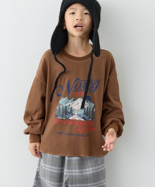 CIAOPANIC TYPY（チャオパニックティピー）の「【WEB限定】【KIDS】【プチプラ】プリントリブ長袖カットソー（Tシャツ/カットソー・キッズ・グリーン/ピンク/ブラウン/アイボリー/グレー/チャコールグレー・110/150/130）」の22枚目の写真