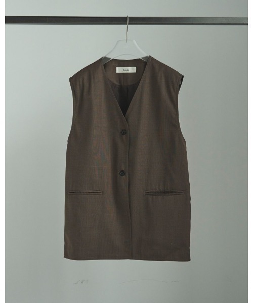 anuke（アンヌーク）の「anuke Vneck Stitch Vest（ベスト・レディース・ダークブラウン/ベージュ・FREE）」の3枚目の写真