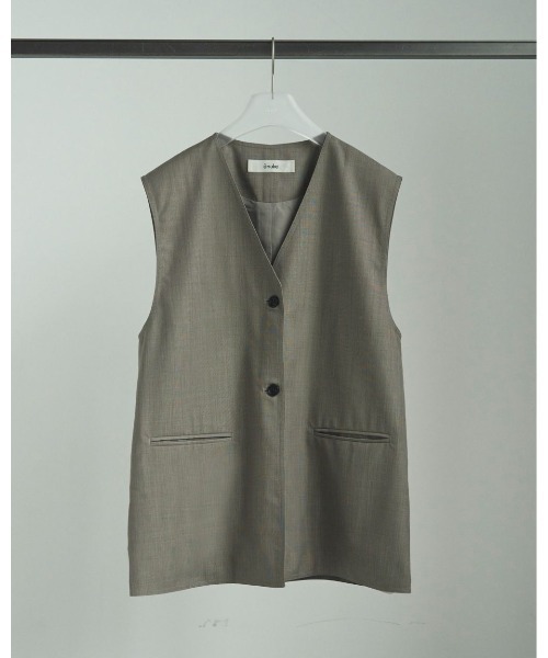 anuke（アンヌーク）の「anuke Vneck Stitch Vest（ベスト・レディース・ダークブラウン/ベージュ・FREE）」の4枚目の写真