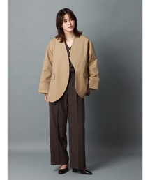 CIS.（シス）の「CIS. フロートジャケット ウォッシャブル ストレッチ 撥水 ポリエステルタスラン（ノーカラージャケット）」