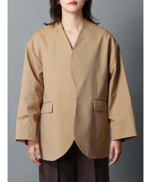 CIS.(シス)の「CIS. フロートジャケット ウォッシャブル ストレッチ 撥水 ポリエステルタスラン(ノーカラージャケット・レディース・ブラック/グレイッシュベージュ/ベージュ・36(7号)/38(9号))」の5枚目の写真