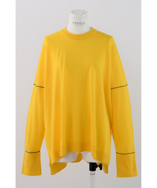 ENFOLD(エンフォルド)の「Open Cuff プルオーバー(ニット/セーター・レディース・ダークネイビー/イエロー・38)」の2枚目の写真