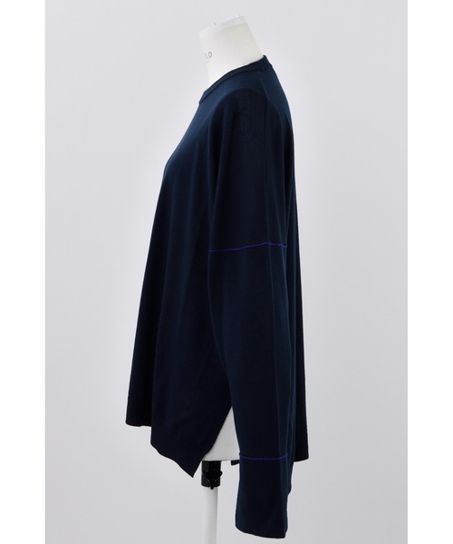 ENFOLD(エンフォルド)の「Open Cuff プルオーバー(ニット/セーター・レディース・ダークネイビー/イエロー・38)」の3枚目の写真