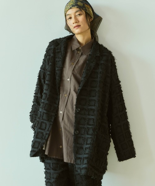 Libra Cue（リブラ キュー）の「フリンジオーバージャケット（テーラードジャケット・レディース・アイボリー/ブラック・FREE）」の12枚目の写真