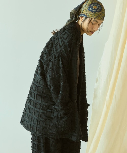 Libra Cue（リブラ キュー）の「フリンジオーバージャケット（テーラードジャケット・レディース・アイボリー/ブラック・FREE）」の10枚目の写真