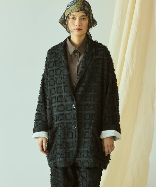 Libra Cue（リブラ キュー）の「フリンジオーバージャケット（テーラードジャケット・レディース・アイボリー/ブラック・FREE）」の8枚目の写真