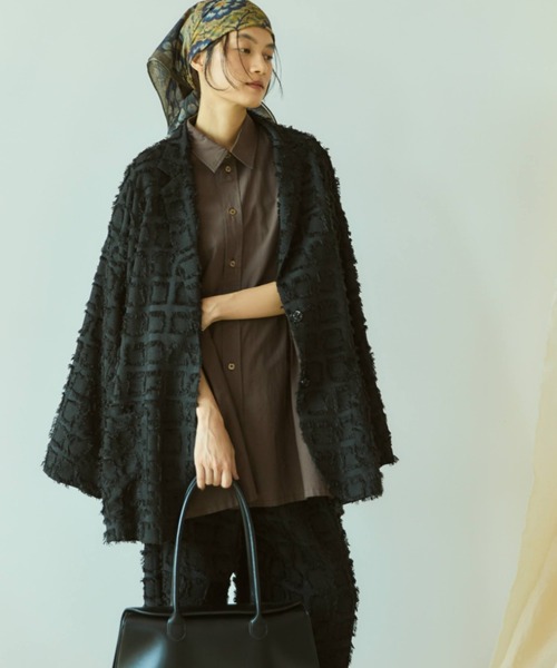 Libra Cue（リブラ キュー）の「フリンジオーバージャケット（テーラードジャケット・レディース・アイボリー/ブラック・FREE）」の9枚目の写真