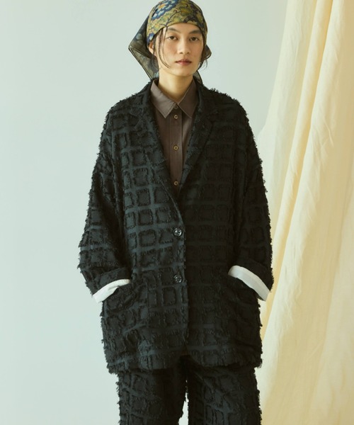 Libra Cue（リブラ キュー）の「フリンジオーバージャケット（テーラードジャケット・レディース・アイボリー/ブラック・FREE）」の11枚目の写真