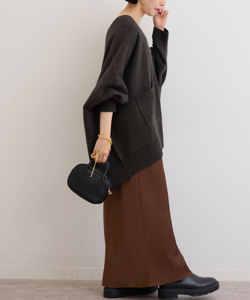 JOURNAL STANDARD relume（ジャーナルスタンダード　レリューム）の「サテンナロースカート（スカート・レディース・ブラウン/ブラック・36/38）」の17枚目の写真