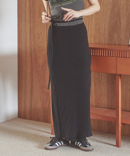 wrap lib knit long skirt /ラップリブニットロングスカート（スカート