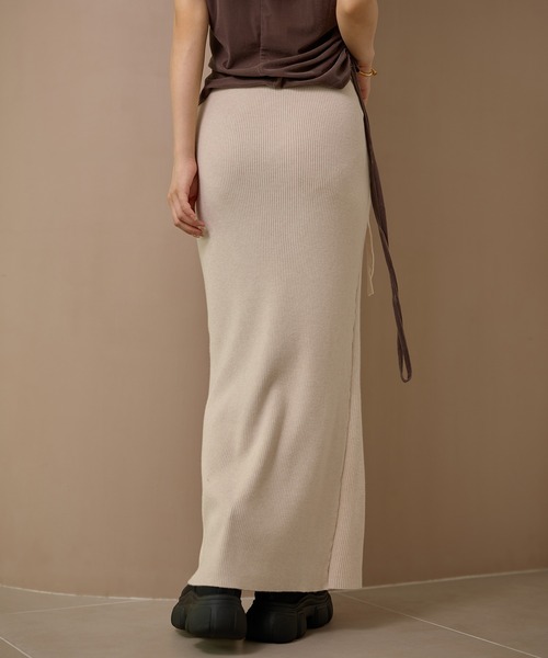 LAULEN（ローレン）の「wrap lib knit long skirt /ラップリブニット