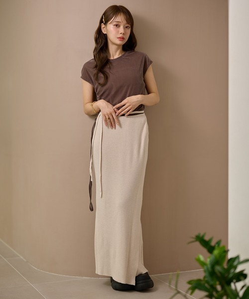 wrap lib knit long skirt /ラップリブニットロングスカート（スカート