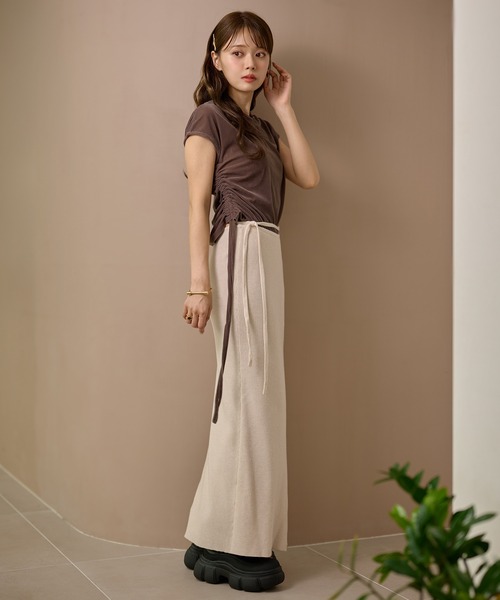 LAULEN（ローレン）の「wrap lib knit long skirt /ラップリブニット