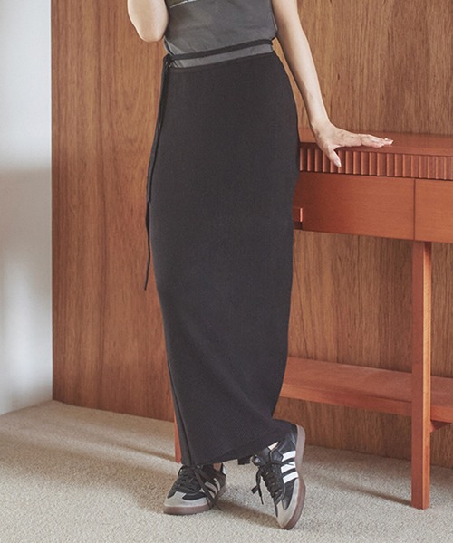wrap lib knit long skirt /ラップリブニットロングスカート（スカート