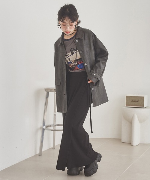 LAULEN（ローレン）の「wrap lib knit long skirt /ラップリブニット