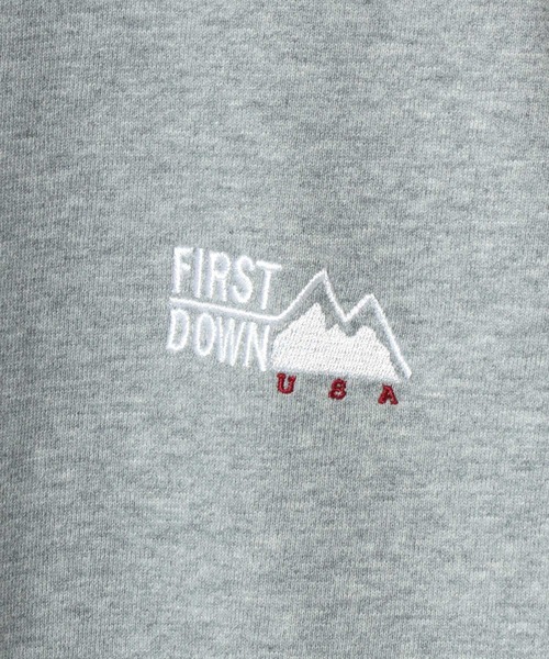 FIRST DOWN（ファーストダウン）の「FIRST DOWN/ファーストダウン LOGO CREW SWEAT/オーバーサイズ ヘビーウェイト 裏毛 ロゴ ワンポイント刺繍 クルーネック スウェット トレーナー/レディース メンズ（スウェット・メンズ・ネイビー/グレー/ブラック・M/L/XL）」の12枚目の写真