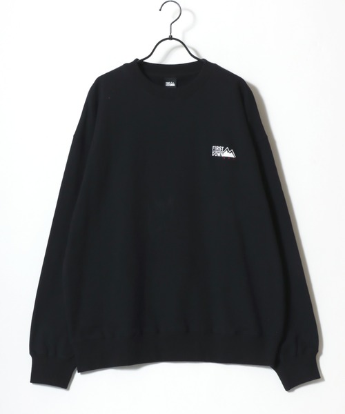 FIRST DOWN（ファーストダウン）の「FIRST DOWN/ファーストダウン LOGO CREW SWEAT/オーバーサイズ ヘビーウェイト 裏毛 ロゴ ワンポイント刺繍 クルーネック スウェット トレーナー/レディース メンズ（スウェット・メンズ・ネイビー/グレー/ブラック・M/L/XL）」の7枚目の写真