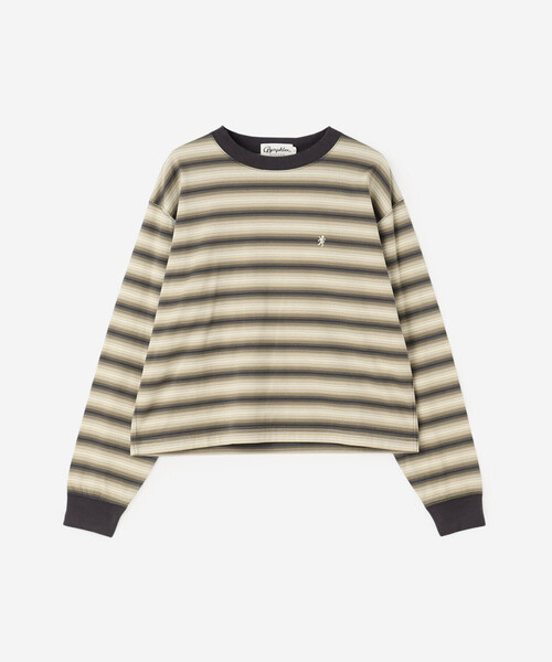 GYMPHLEX（ジムフレックス）の「Gymphlex | オンブレボーダー クルーネック長袖Tシャツ WOMEN（Tシャツ/カットソー・レディース・ブラウン系その他/グリーン系その他・12）」の2枚目の写真