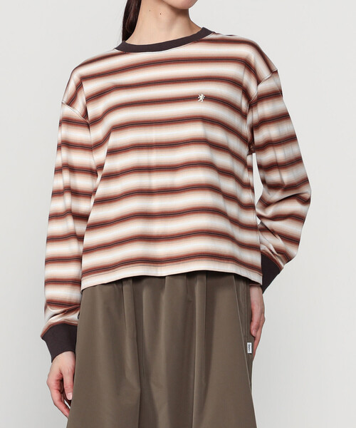 GYMPHLEX（ジムフレックス）の「Gymphlex | オンブレボーダー クルーネック長袖Tシャツ WOMEN（Tシャツ/カットソー・レディース・ブラウン系その他/グリーン系その他・12）」の13枚目の写真