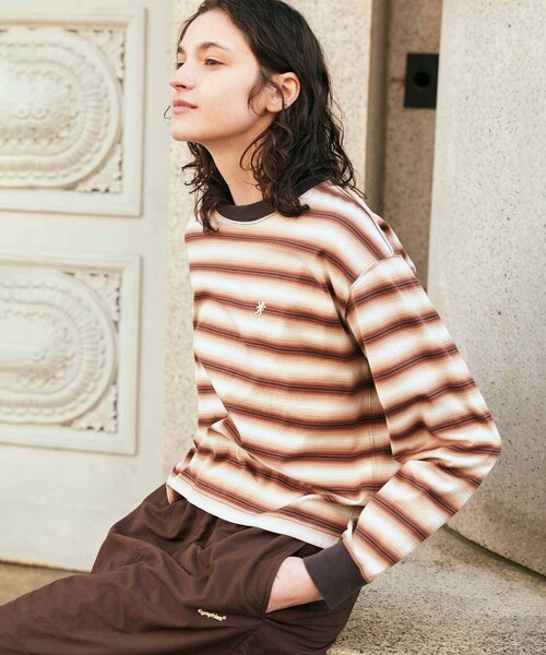 GYMPHLEX（ジムフレックス）の「Gymphlex | オンブレボーダー クルーネック長袖Tシャツ WOMEN（Tシャツ/カットソー・レディース・ブラウン系その他/グリーン系その他・12）」の15枚目の写真