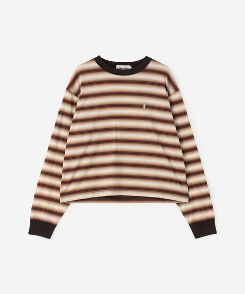 GYMPHLEX（ジムフレックス）の「Gymphlex | オンブレボーダー クルーネック長袖Tシャツ WOMEN（Tシャツ/カットソー・レディース・ブラウン系その他/グリーン系その他・12）」の3枚目の写真