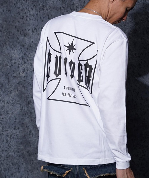 GUIDER(ガイダー)の「【GUIDER】クロス L/S Tee / Cross Long-Sleeve Tee(Tシャツ/カットソー・メンズ・ブラック/ホワイト・L/M/S)」の1枚目の写真