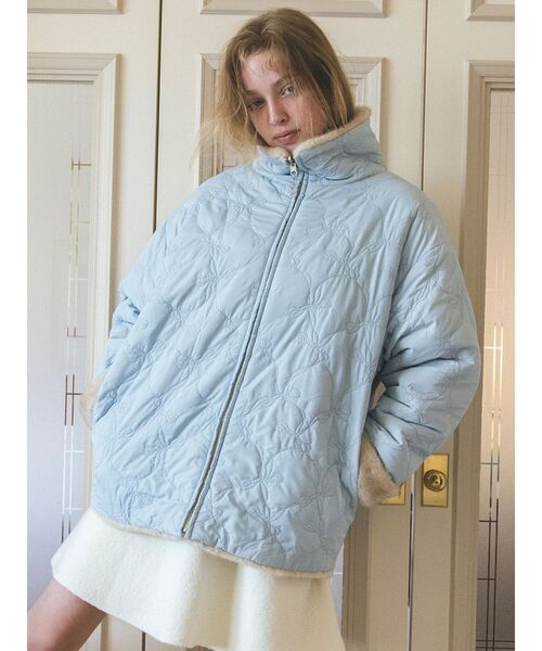 2WAYリボン＆フェイクファーキルティングコート（その他アウター