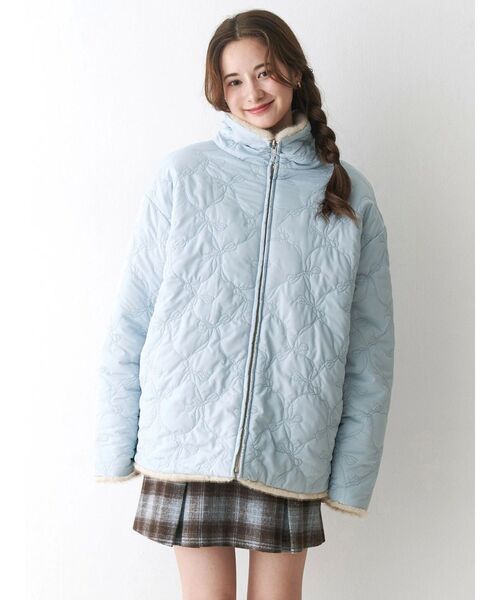 2WAYリボン＆フェイクファーキルティングコート（その他アウター