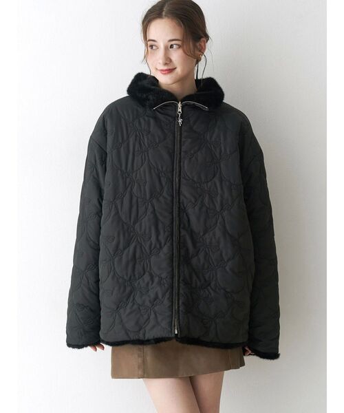PERNA キルティングリボンコート ブラック❤︎ Lサイズ PERNA（ペルナ）の「キルティングリボンコート（ダウンジャケット