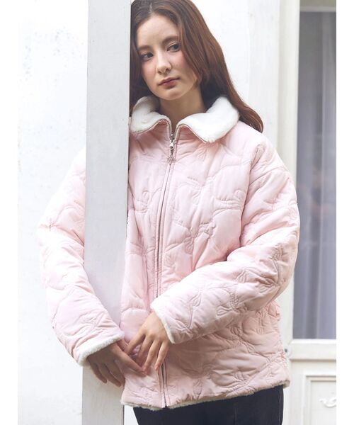 セール】2WAYリボン＆フェイクファーキルティングコート（その他