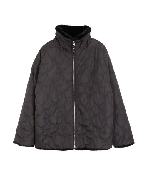 CALNAMUR（カルナムール）の「2WAYリボン＆フェイクファーキルティングコート（その他アウター・レディース・ブラック/ライトブルー/ピンク・FREE）」の2枚目の写真