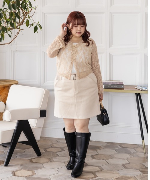 CLETTE(クレット)の「CLETTEオリジナルフェイクスエードミニスカート(スカート・レディース・アイボリー/ベージュ/モカ・LL/4L/3L)」の6枚目の写真